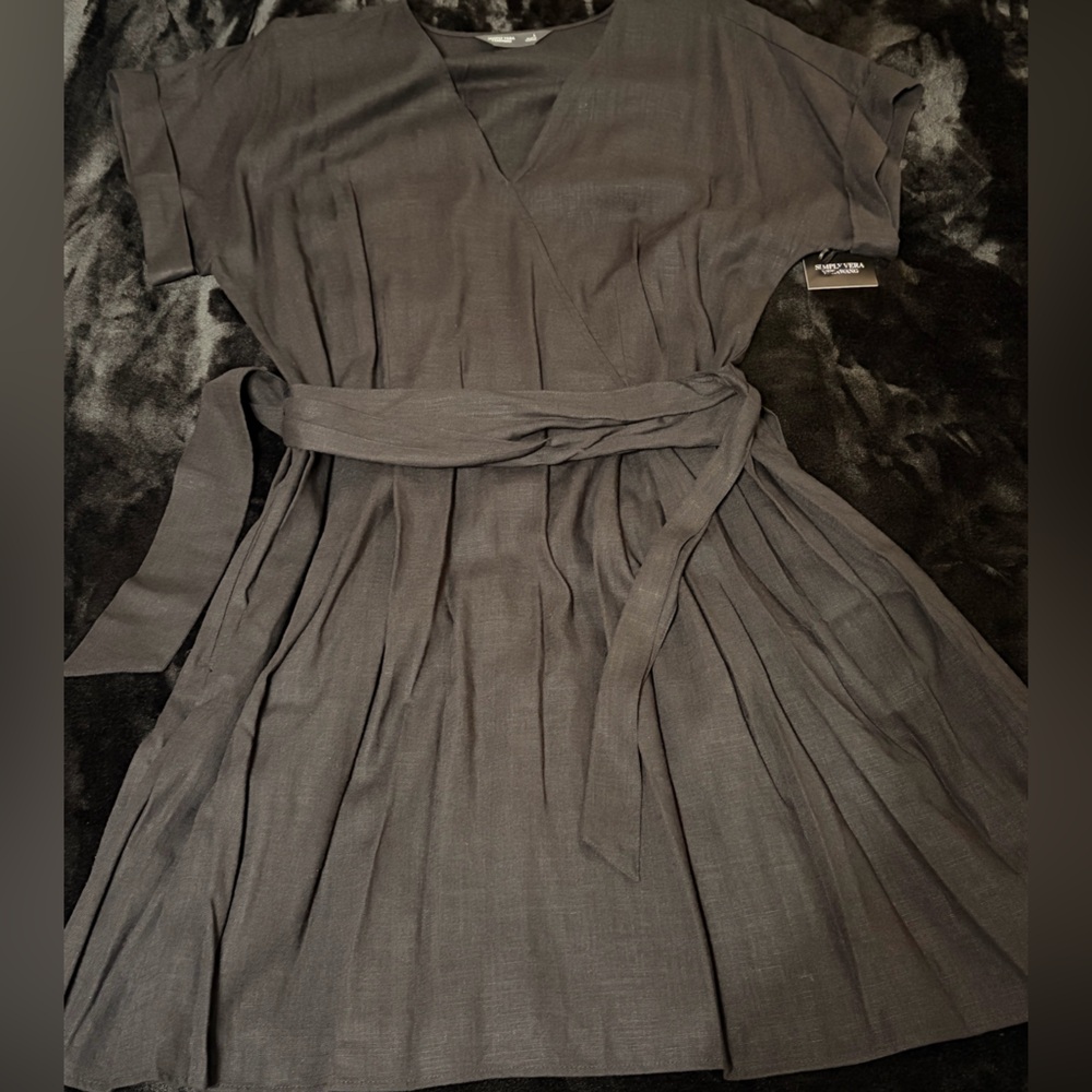 Simply Vera Wang Black Linen Midi Dress